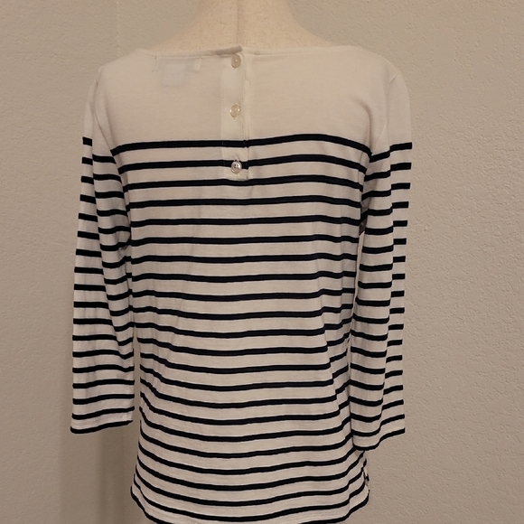 Liz Claiborne Navy and White Striped Top - Picture 3 of 3